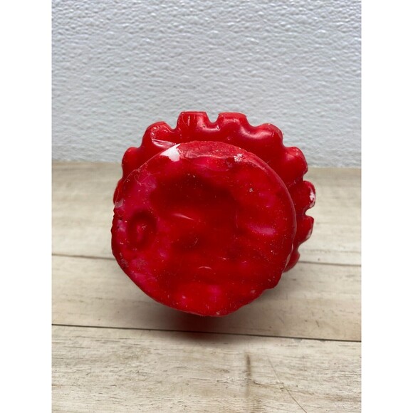 Vtg Christmas Tree Candle Red Wax Glitter 7"x3" - Picture 5 of 8